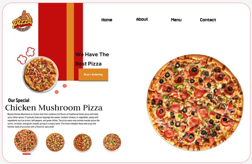 Pizza Landing Page Rotating Animation